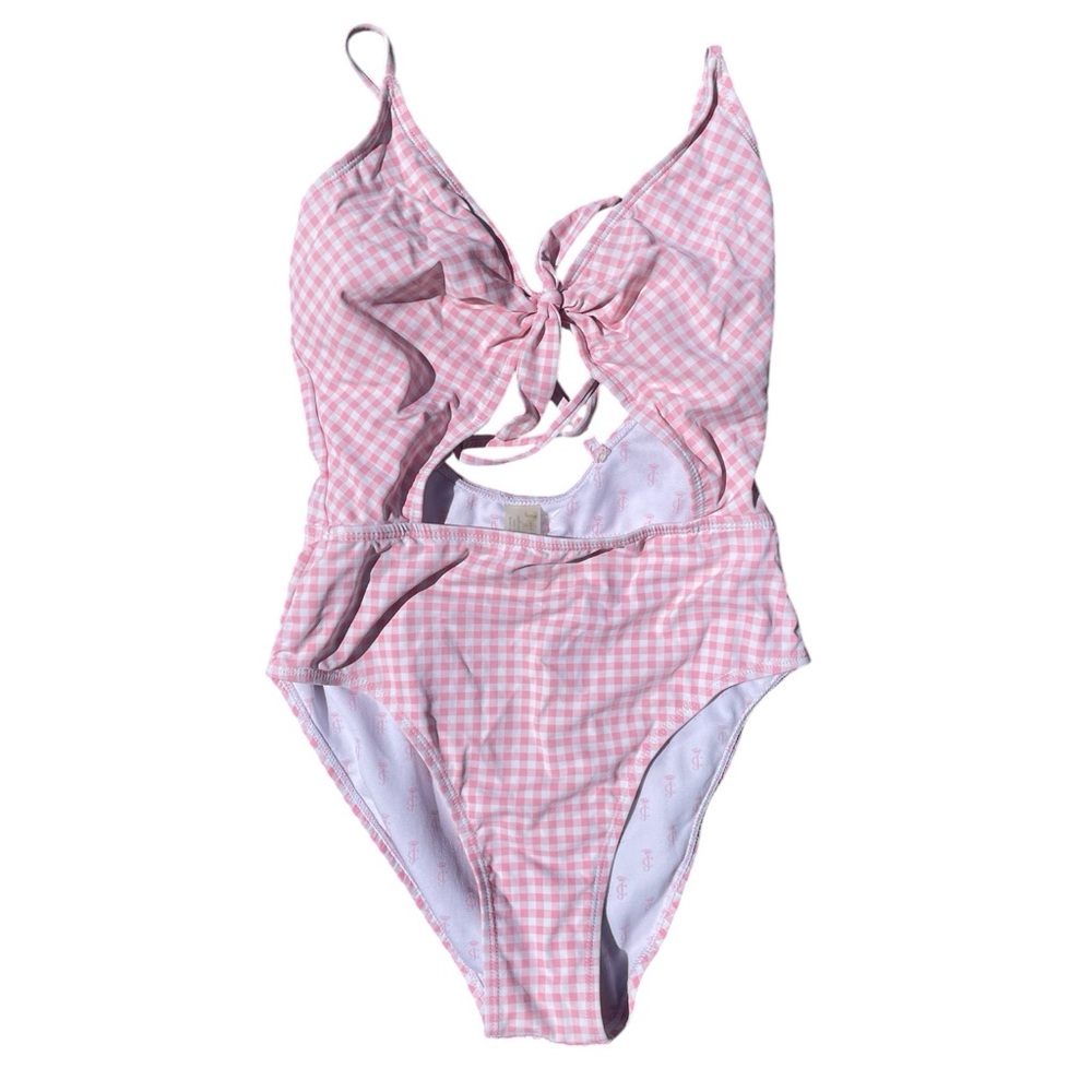 Juicy Couture Black Label Los Angeles Pink and White Gingham swimsuit